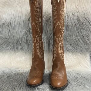 Ariat Belle Tan Western Leather Boots Knee height